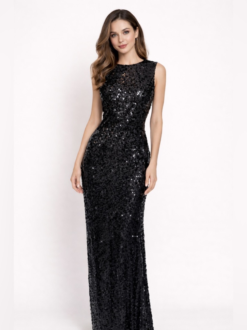 Sophisticated Black Sequin Midi Dress